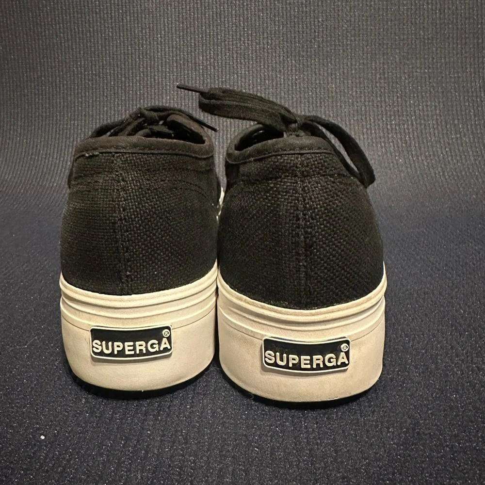 Women’s Superga 2790 Platform Sneakers Black Canvas - Picture 3 of 7